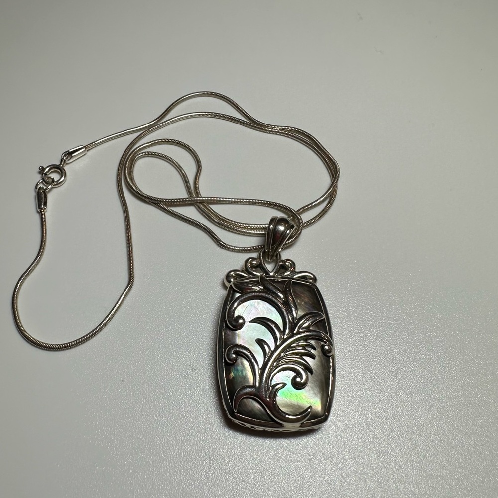 Vintage Abalone Sterling Silver Necklace